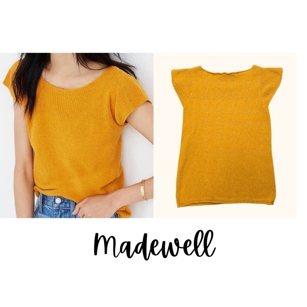 Madewell Marigold Mustard Cap Sleeve Sweater Tee XXS Relaxed Boxy Fit